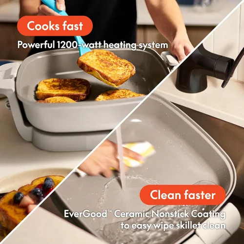 Miniatura 4 de Bella Make & Take Sartén eléctrica, menaje de cocina Fits-anywhere™, revestimiento cerámico EverGood™, tapa de vidrio templado ajustable y apta
