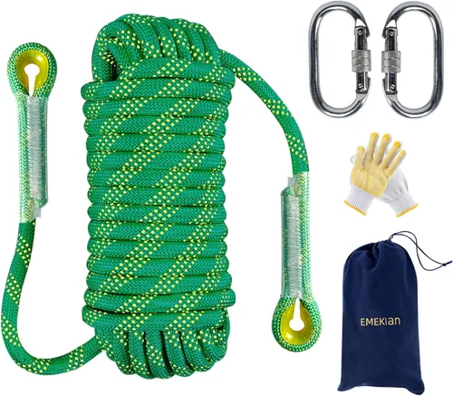 Miniatura 16 de Cuerda de escalada para interiores y exteriores, 10/12/0.551 in (32FT/49FT/65FT/98FT), cuerda de escalada en roca estática para cuerda de escape
