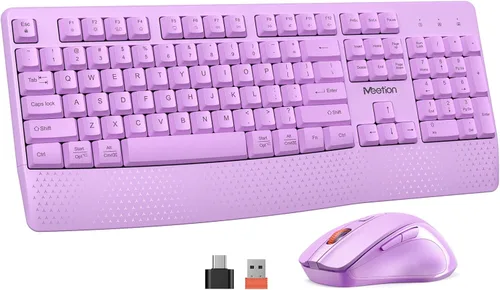 Miniatura 9 de MEETION Teclado y ratón inalámbricos, teclado inalámbrico de tamaño completo con reposa muñecas, ratón ajustable de 3 DPI, juego de teclado y ratón