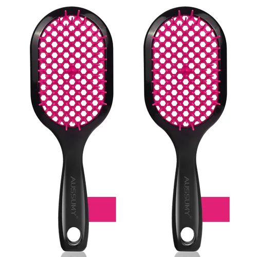 Miniatura 10 de Paquete de 4 cepillos de cabello desenredante ventilados – Cepillo desenredante con cerdas suaves para sin esfuerzo – Ideal para cabello húmedo seco