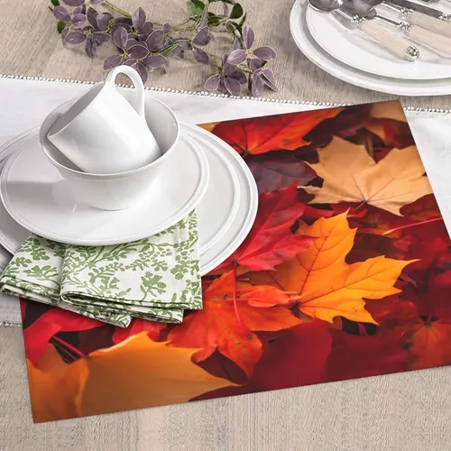 Miniatura 4 de Tapete de secado de platos de hojas de otoño para encimeras de 18 x 16 pulgadas, almohadilla protectora para escurridor de platos con lazo