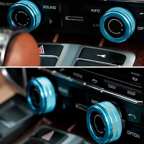 Miniatura 7 de Xotic Tech - Consola central de CA con control de clima multimedia para pomo de volumen, cubierta compatible con Porsche Cayenne y Panamera Azul