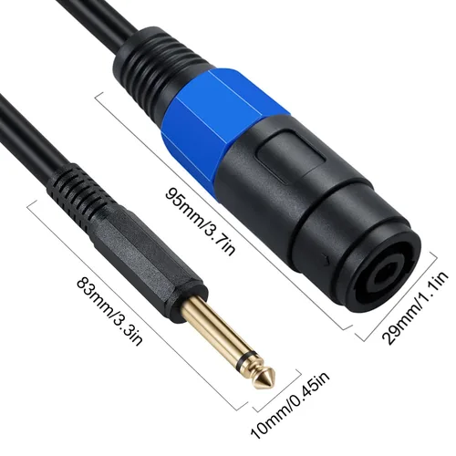 Miniatura 7 de Cable de altavoz mono 1/1.6 - 19.7 in/0.5FT Speakon a 1/4 TS Plug Adaptador de audio para altavoz DJ/PA Speakon hembra a 1/4 macho recto
