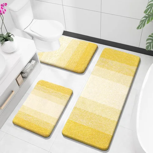 Miniatura 72 de OLANLY Juego de alfombras de baño de 3 piezas, alfombras de baño de microfibra suave y absorbente y alfombra de inodoro de contorno en forma de U
