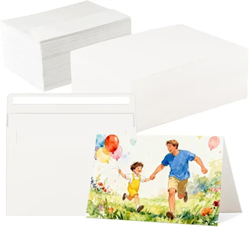 Miniatura 8 de CXIIPOL 60 juegos de tarjetas de papel plegables de acuarela con sobres, tarjetas de papel de acuarela de 4 x 6 pulgadas, postales de acuarela
