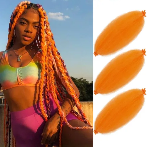 Miniatura 43 de Cabello afro elástico y trenzado de 30 pulgadas 2 paquetes, cabello preesponjado y trenzado elástico pre-estirado para extensiones de cabello suave