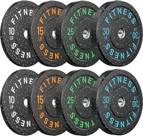 Miniatura 16 de Papababe Placas de peso, juego de placas de pesas de 2 pulgadas, placas de peso de goma protectoras para el suelo, placas de parachoques de 10 a 600