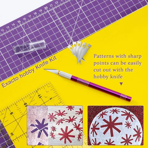 Miniatura 6 de Juego de cortadores giratorios Nicecho, suministros para coser y acolchar, cortadores de tela de 45 mm, alfombrilla de corte A3 para coser, reglas