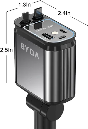 Miniatura 7 de Cargador de Coche Retráctil 4 en 1, 69W con Luz Estrellada, Cargador de Encendedor de Cigarrillos, para Mamá Papá, Regalos para Hombres Mujeres