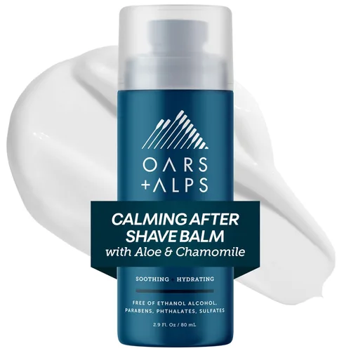 Oars + Alps Bálsamo y loción calmante para después del afeitado para hombres, dermatológicamente probado e infundido con aloe y manzanilla, apto