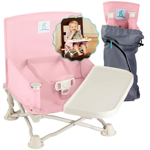 Hiccapop OmniBoost Asiento elevador de viaje con bandeja para bebé | Asiento elevador portátil plegable para bebé para mesa de comedor, camping,