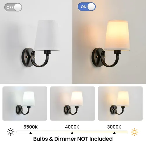 Miniatura 5 de Juego de 2 Apliques de Pared, Lámparas de Pared Modernas para Dormitorio, Apliques Luminaria de Pared con Pantalla de Tela Beige, Lámparas de Pared