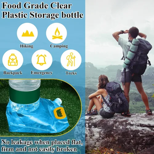 Miniatura 3 de Tessco for you Paquete de 12 bolsas plegables de almacenamiento de agua de 1.3 galones, contenedor de agua, jarra de emergencia, bolsa de Azul