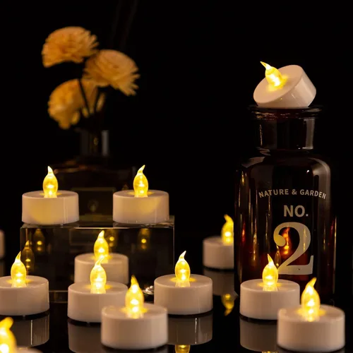 Miniatura 3 de Velas de té sin llama, paquete de 100 velas LED, realistas y brillantes, parpadeantes, de larga duración, 200 horas para festividades, fiestas