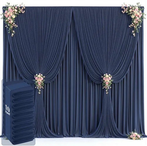 Miniatura 29 de 20 pies x 12 pies Cortinas de Telón de Fondo Azul Bebé Sin Arrugas para Bodas y Fiestas, Telón de Fondo de Tela Azul, Cortinas para Bodas