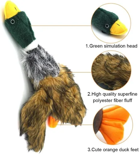 Miniatura 3 de JKW Peluche y peluche de pato mallardo, juguetes chirriantes para perros medianos y grandes, 16 pulgadas, 1 paquete