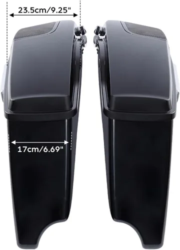 Miniatura 4 de TCMT Alforjas extendidas estiradas de 4 pulgadas de 5 x 7 pulgadas, tapas de altavoces para Harley 2014-2024 Touring CVO Road King Street Road Glide