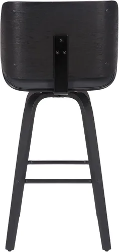 Miniatura 7 de Armen Living Tyler - Taburete giratorio de piel sintética gris y madera negra de 26 pulgadas de altura de mostrador Gris / Negro