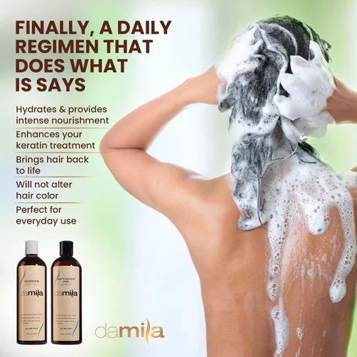 Miniatura 5 de Damila Champú y acondicionador sin sal y sulfato para queratina y cabello teñido – Paquete profesional de queratina para cabello dañado, encrespado