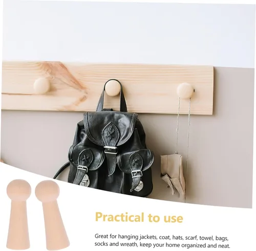 Miniatura 8 de EXCEART Perchas blancas para colgar la ropa, colgadores de pared, perchas de madera, perchas de pared para toallas, colgadores de pared para colgar