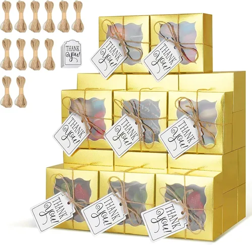 Miniatura 22 de KPOSIYA 60 cajas de panadería negras con ventana, cajas individuales de 4 x 4 x 2.5 pulgadas, caja de regalo de papel kraft negro para pasteles