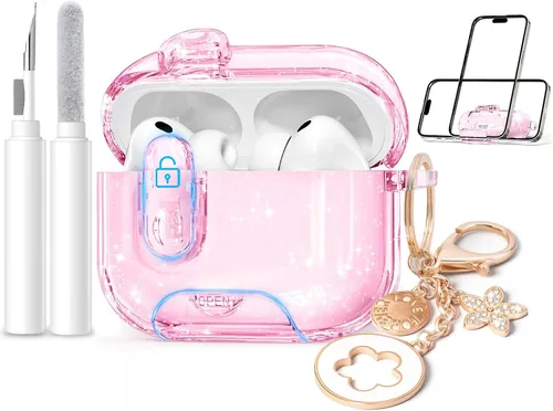 Miniatura 11 de (con bloqueo) Funda transparente compatible con bonitos Apple Airpods Pro 1/2 fundas para mujeres, TPU Transparency Air Pods Pro de 1ª 2ª