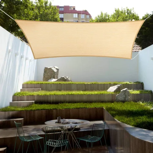 Miniatura 7 de Eden's Decor - Toldo protector solar de 4' x 5' beige para exteriores, toldo rectangular de tela de sombra para patio, jardín, pergola