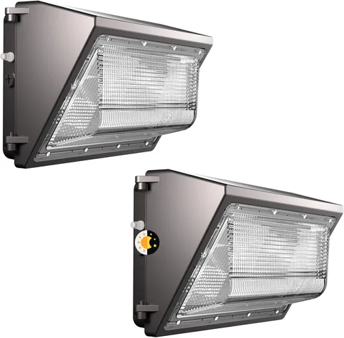 Lightdot Paquete de 2 luces LED exteriores de 150 W, 22500 lm 5000 K, fotocélula inteligente del atardecer al amanecer, IP65 con certificación ETL,