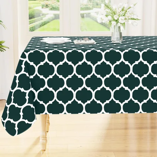 Miniatura 36 de Smiry Mantel redondo de plástico para mesa, mantel de vinilo impermeable con parte trasera de franela para mesas redondas, lavable y a prueba