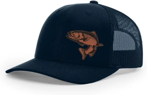 Miniatura 35 de Sombrero de pesca de trucha con parche de cuero grabado láser Richardson 112 Snapback Trucker Cap