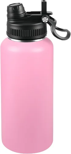 Miniatura 29 de Botella de agua aislada de 22 onzas, tapa 2 en 1 a prueba de fugas (sorbo/pajilla) + asa, botella de acero inoxidable para deportes, viajes, trabajo
