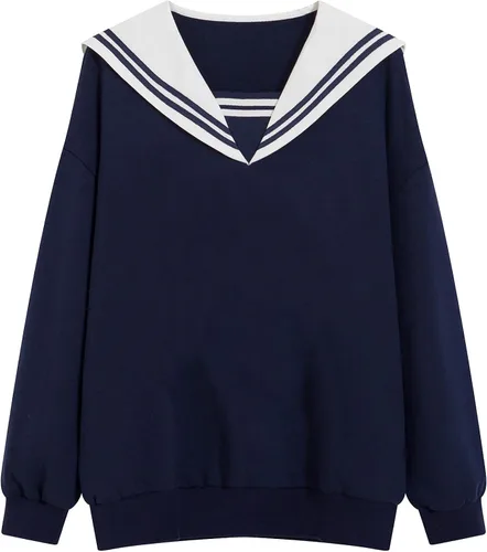 Wrenpies Women Sweatshirts Cotton Hoodie Aesthetic Pullover Turn-Down Collar Sweatshirt for Girls Kawaii Clothes Pocket Tops