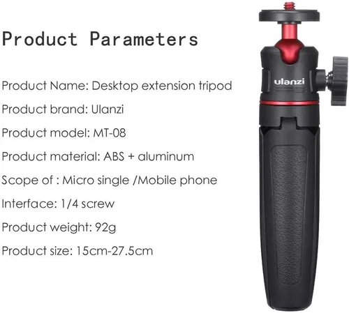 Miniatura 2 de ULANZI MT-08 Barra de extensión trípode Mini Selfie Stick trípode mango agarre para iPhone 11 Pro Max Samsung cámara Sony Canon Nikon Vlogging