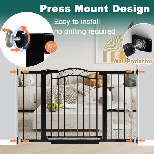 Miniatura 6 de Fairy Baby Puertas para bebés extra anchas de 57.1"-59.8" con puerta, puerta infantil de 58-59 pulgadas para niños pequeños, puerta de metal montada