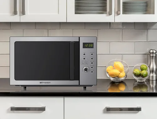 Miniatura 8 de Emerson MW9005SS Horno microondas compacto de encimera con control de botón, pantalla LED, 900W, 5 niveles de potencia, 6 menús automáticos, plato