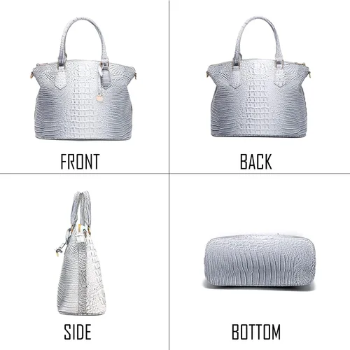 Miniatura 3 de Makcr Joacbv Bolso Satchel para Mujer Bolso Bandolera Largo Elegante Bolso Tote Asa Superior Cuero Vegano Bolsos de Mano para Damas Patrón en Relieve