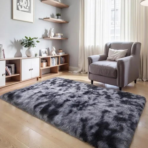 Miniatura 29 de KCHOWUA Alfombras Esponjosas y Peludas de Unicornio para Dormitorio de Niñas, 3x5 pies Lavable Antideslizante Alfombra de Área Shag Peluda para Sala