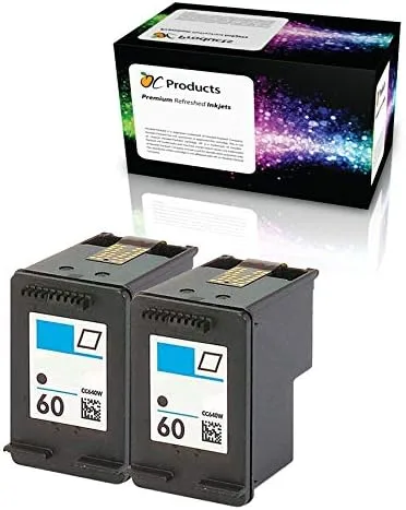 Cartucho de tinta de repuesto para impresoras HP 60 Negro para impresoras Envy 120 114 Deskjet F4480 F4210 D1660 F4400 (2 negras)