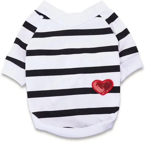 Miniatura 7 de Ropa para Bulldog Francés Camiseta para Perros Pequeños Camiseta de Verano a Rayas para Cachorros, XS, Azul
