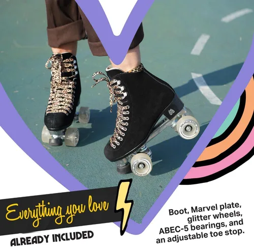 Miniatura 6 de Moxi Patines Panther para mujer, diseño duradero de caña alta con botas de patín de gamuza, forro Dri-Lex y ruedas de amortiguación versátiles