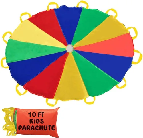 Miniatura 9 de Sonyabecca Juego de paracaídas para niños de 8 pies, 10 pies, 12 pies, 16 pies, 20 pies para 8 a 12 años, juego de fiesta para niños