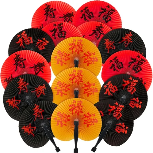 Miniatura 11 de Jetec 5 abanicos de mano plegables chinos, abanicos de mano de papel japonés oriental para decoración de fiestas de boda, juego de fanáticos