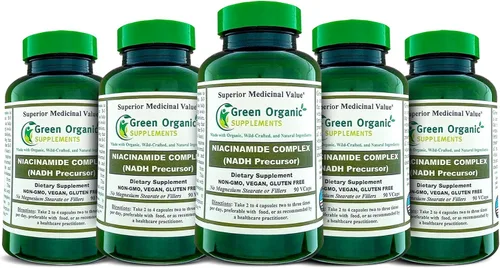 Miniatura 8 de Green Organic Supplements Niacinamida, niacina, NAD, NADH, alta absorción, sin OMG, sin gluten (paquete de 4)