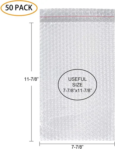 Miniatura 2 de 50 bolsas de burbujas transparentes de 7-7/8 x 11-7/8 pulgadas, bolsas de burbujas autoadhesivas de doble pared para embalaje, mudanza, envío
