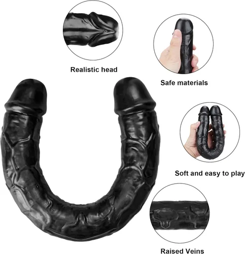 Miniatura 3 de Consoladro doble de 15 * 1.7 pulgadas de Seiecft, consolador anal realista de gel de cristal, pene largo y suave con venas y glande, juguetes