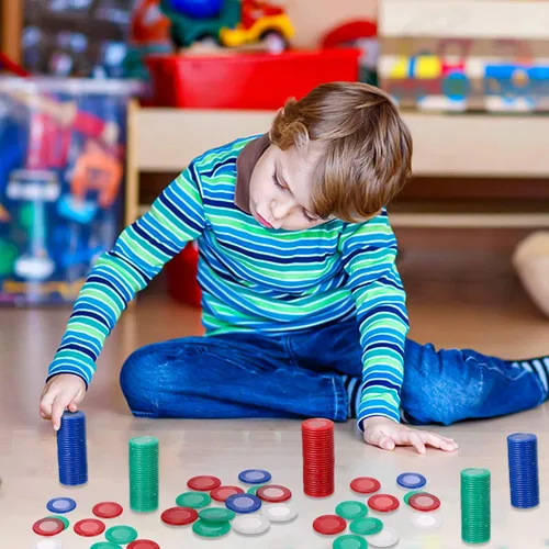 Miniatura 5 de Skylety 400 fichas de póquer de plástico Fichas de juego de 4 colores para niños jugando aprendiendo matemáticas contando juegos de bingo tarjeta