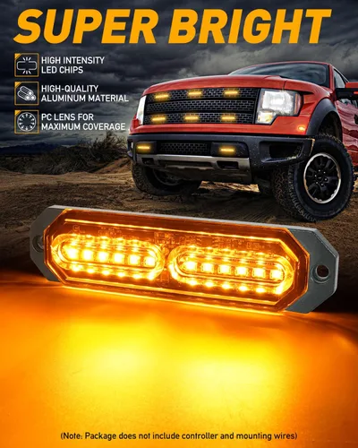 Miniatura 2 de HLauto 1200T Luces de rejilla estroboscópicas de emergencia: 8 piezas 12 LED con función de sincronización, luces de advertencia de seguridad