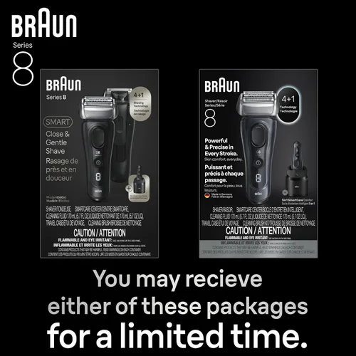 Miniatura 8 de Braun Series 8 8560cc Maquinilla de afeitar eléctrica para hombre, 4+1 elementos de afeitado y recortador de precisión para cabello largo, centro