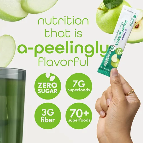 Miniatura 3 de Zena Nutrition Polvo de Superalimentos Orgánicos Verdes, Más de 70 Superalimentos, 0 Azúcar, 3g de Fibra, Espirulina, Clorella, Hongos