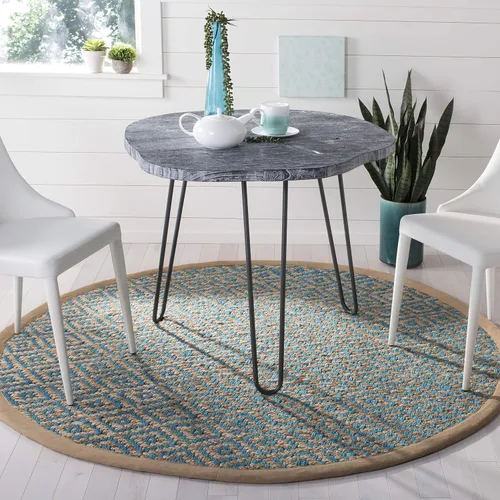 Miniatura 28 de SAFAVIEH Natural Fiber Collection - Alfombra decorativa, 2.3 x 4 pies, azul tropical y natural, yute bohemio con borlas de diamante, hecho a mano